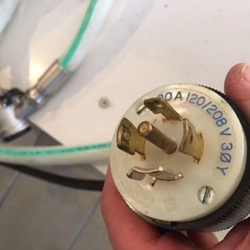 Close-up of industrial power connector